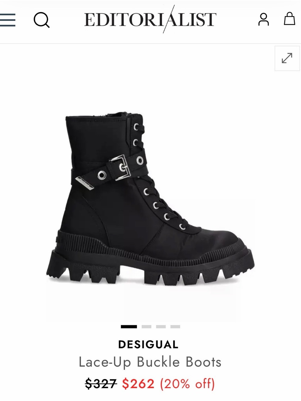 Desigual Black Lace-Up Buckle Combat Boot